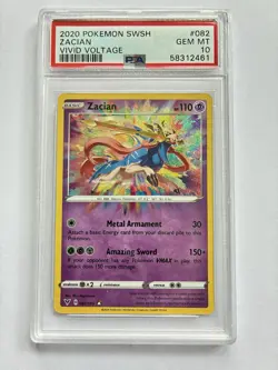 PSA 10 MINT - Pokemon TCG Zacian Vivid Voltage 082/185 Holo Amazing Rare - Image 1