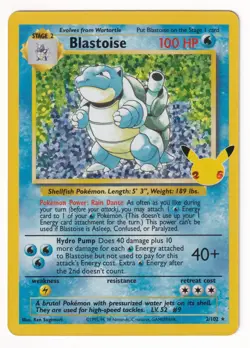 Pokemon Blastoise 2/102 Holo Celebrations 25th Anniversary Pokemon Card TCG LP - Image 1