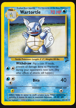 Wartortle 63/130 Base Set 2 II 2000 Pokemon TCG Card MP - Image 1