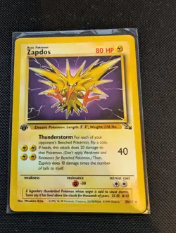 Pokemon TCG Zapdos 1st Edition 30/62 Fossil Set Light Played - Image 1