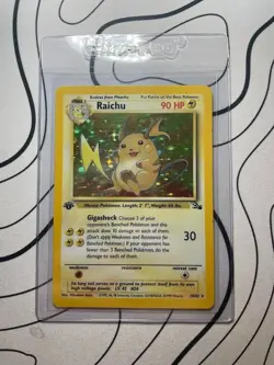 Raichu 1st edition 14/62 Fossil Holo Pokemon Card LP - Image 1
