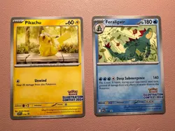 Pokemon TCG Lot of 2 - 2024 Pokemon Illustration Contest Pikachu & Feraligatr - Image 1