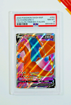 Pokemon PSA 8 Charizard V #050 Full Art Elite Trainer Box Promo 2020 Italiano - Image 1
