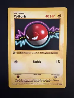 Pokemon Vintage Shadowless 1st Edition Voltorb Base Set First Ed Grey 3d Stamp - Image 1