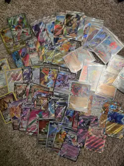 Pokemon Card Lot 100 OFFICIAL TCG Cards + 2 Ultra Rare (V, EX, ETC)+Bonus - Image 1