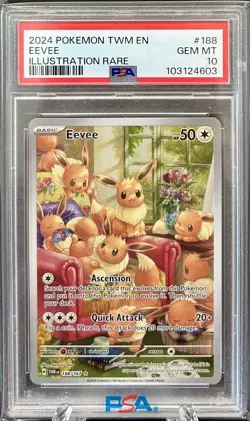 Pokemon Eevee 188/167 Twilight Masquerade Illustration Rare Card - PSA 10 - Image 1
