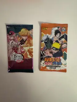 2 Anime Card Packs - Demon Slayer Mugen Train & Naruto - Unopened Booster Packs - Image 1
