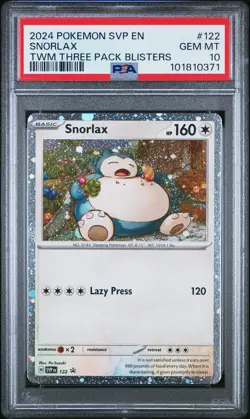 2024 POKEMON SVP EN-SV BLACK STAR PROMO #122 SNORLAX PSA 10 - Image 1