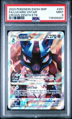 2023 POKEMON BLACK STAR PROMO SWSH 291 FA/LUCARIO VSTAR CROWN ZENITH PSA 9 - Image 1