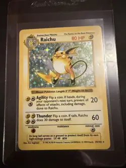 Pokemon TCG Raichu Base Set Holo Shadowless Rare Card 14/102 MP Vintage - Image 1