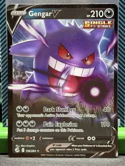 Pokemon Gengar v Fusion Strike Holo Ultra Rare Card 156/264 NM - Image 1