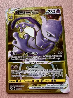 Pokemon Go Gold Mewtwo VSTAR Holo Ultra Rare Card 086/078 Pokemon TCG - Image 1