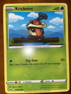 Pokemon TCG Kricketot Card Crown Zenith 010/159 NM Near Mint 2023 yellow border - Image 1