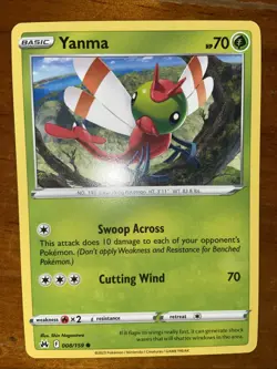 Pokemon TCG Yanma Card Crown Zenith 008/159 NM Near Mint 2023 yellow border - Image 1