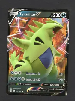 Tyranitar V 158/264 Fusion Strike Ultra Rare Holo Pokemon TCG Card NM/M - Image 1