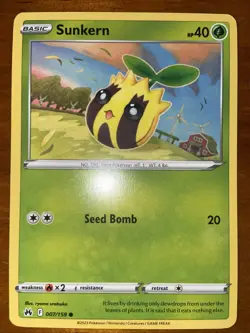 Pokemon TCG Sunkern Card Crown Zenith 007/159 NM Near Mint 2023 yellow border - Image 1