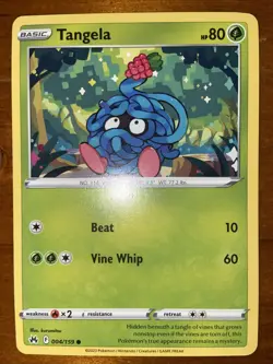 Pokemon TCG Tangela Card Crown Zenith 004/159 NM Near Mint 2023 yellow border - Image 1