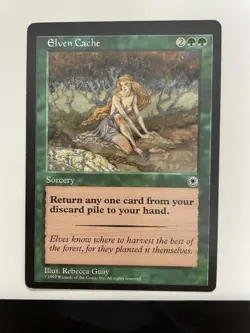 MTG MISPRINT MISCUT ERROR PORTAL ELVEN CACHE NM SLIGHT MISCUT GREEN COMMON - Image 1