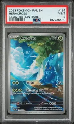 2023 POKEMON PAL EN-PALDEA EVOLVED ILLUSTRATION RARE #194 HERACROSS PSA 9 - Image 1
