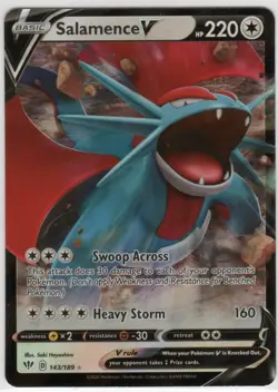 Salamence V 143/189 Sword & Shield Darkness Ablaze Rare Holo Pokemon TCG Card - Image 1