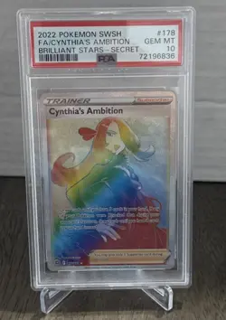 2022 Pokemon Brilliant Stars #178 Cynthia’s Ambition Full Art Secret Rare PSA 10 - Image 1