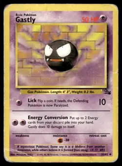 GASTLY - 33/62 - FOSSIL SET WOTC UNLIMITED POKEMON 1999 - DMG - Image 1