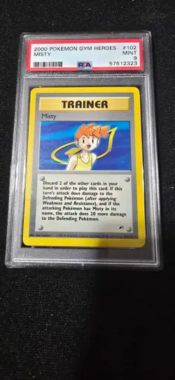 2000 Misty 102/132 Gym Heroes Unlimited Non Holo Rare Pokemon Card PSA 9 MINT 🚀 - Image 1