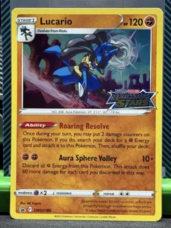 Lucario SWSH186 Sword & Shield Promo Card Holo Near Mint Condition - Image 1