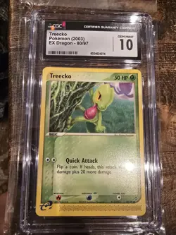 (POP 19) CGC 10 GEM MINT 2003 Pokemon EX Dragon 80/97 Treecko Card - Image 1