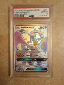 Pokemon 2019 Reshiram GX SV51/SV94 Shiny Full Art Hidden Fates GEM MINT PSA 10 - Image 1