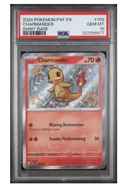 2024 POKEMON PAF EN-PALDEAN FATES SHINY RARE #109 CHARMANDER PSA 10 - Image 1