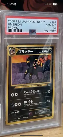 PSA 10 Umbreon Promo #197 Neo 2 Japanese Pokemon Card 2000 Vintage - Image 1