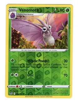 Pokemon TCG Venomoth SWSH Silver Tempest 002/195 Reverse Holo Uncommon Card NM - Image 1