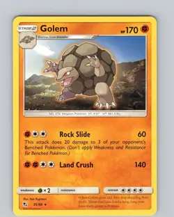 Pokemon TCG Golem S&M Hidden Fates 35/68 Regular Rare Card NM - Image 1