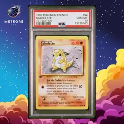 Carte Pokemon Sabelette 62/102 Edition 1 Set De Base PSA10 Francais - Image 1