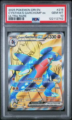 2025 Pokemon Destined Rivals Cynthia's Garchomp ex Ultra Rare #215/182 PSA 10 - Image 1