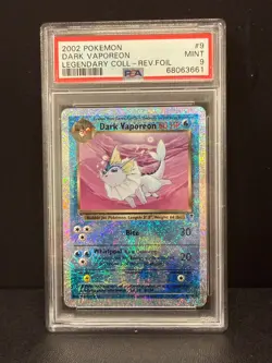 2002 Pokemon Dark Vaporeon Reverse Holo 9/110 Legendary Collection English PSA 9 - Image 1