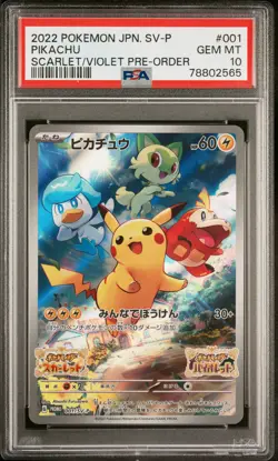 2022 POKEMON JPN SV PROMO SCARLET & VIOLET PRE-ORDER #001 PIKACHU PSA 10 - Image 1