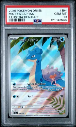 2025 POKEMON DRI EN-DESTINED RIVALS ILLUSTRATION RARE #194 MISTY'S LAPRAS PSA 10 - Image 1