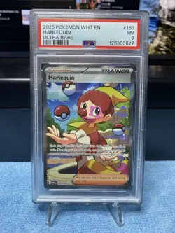 2025 Pokemon WHT Harlequin #163 White Flare Ultra Rare Full Art PSA 7 NM - Image 1