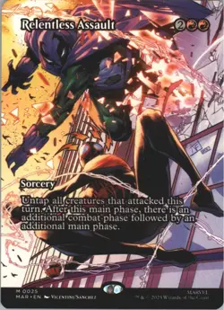 NM Borderless Foil Relentless Assault, MTG, Marvel's Spider-Man, Magic, 25 - Image 1