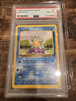 1999 POKEMON BASE SET UNLIMITED #63 SQUIRTLE PSA 8 - Image 1