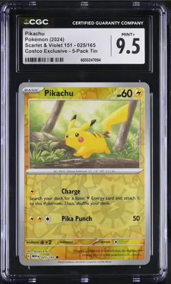 CGC 9.5 - PIKACHU - 025/165 - POKEMON 151 COSTCO COSMO HOLO ENGLISH - Image 1