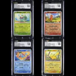 CGC 10 SET - BULBASAUR CHARMANDER SQUIRTLE PIKACHU - POKEMON 151 COSMO HOLO - Image 1