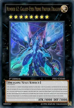 YuGiOh Number 62 Galaxy-Eyes Prime Photon Dragon PRIO-EN040 1st Ed Ultra Rare NM - Image 1