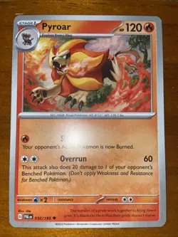 Pokemon TCG Pyroar Card Paldea Evolved Scarlet Violet 032/193 Near Mint NM 2023 - Image 1
