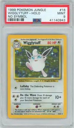PSA 9 MINT 1999 Pokemon Jungle Wigglytuff Holo No Symbol 16/64 Error TCG - Image 1