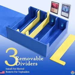 ProCase 3400+ Card Storage Box - PU Leather Deck Organizer with 3 Dividers, Blue - Image 2