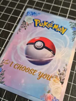 Pikachu Wedding Fan Made Pokemon Card, Customize Your Text, Full Art Holo - Image 3