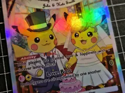 Pikachu Wedding Fan Made Pokemon Card, Customize Your Text, Full Art Holo - Image 4